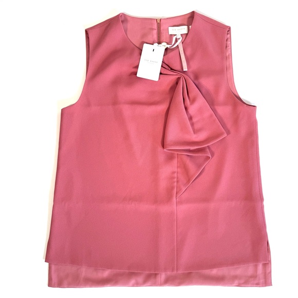 Ted Baker Kelliss Sculpted Bow Dusty Rose Sleeveless Blouse - Quiet Luxury - Picture 14 of 14